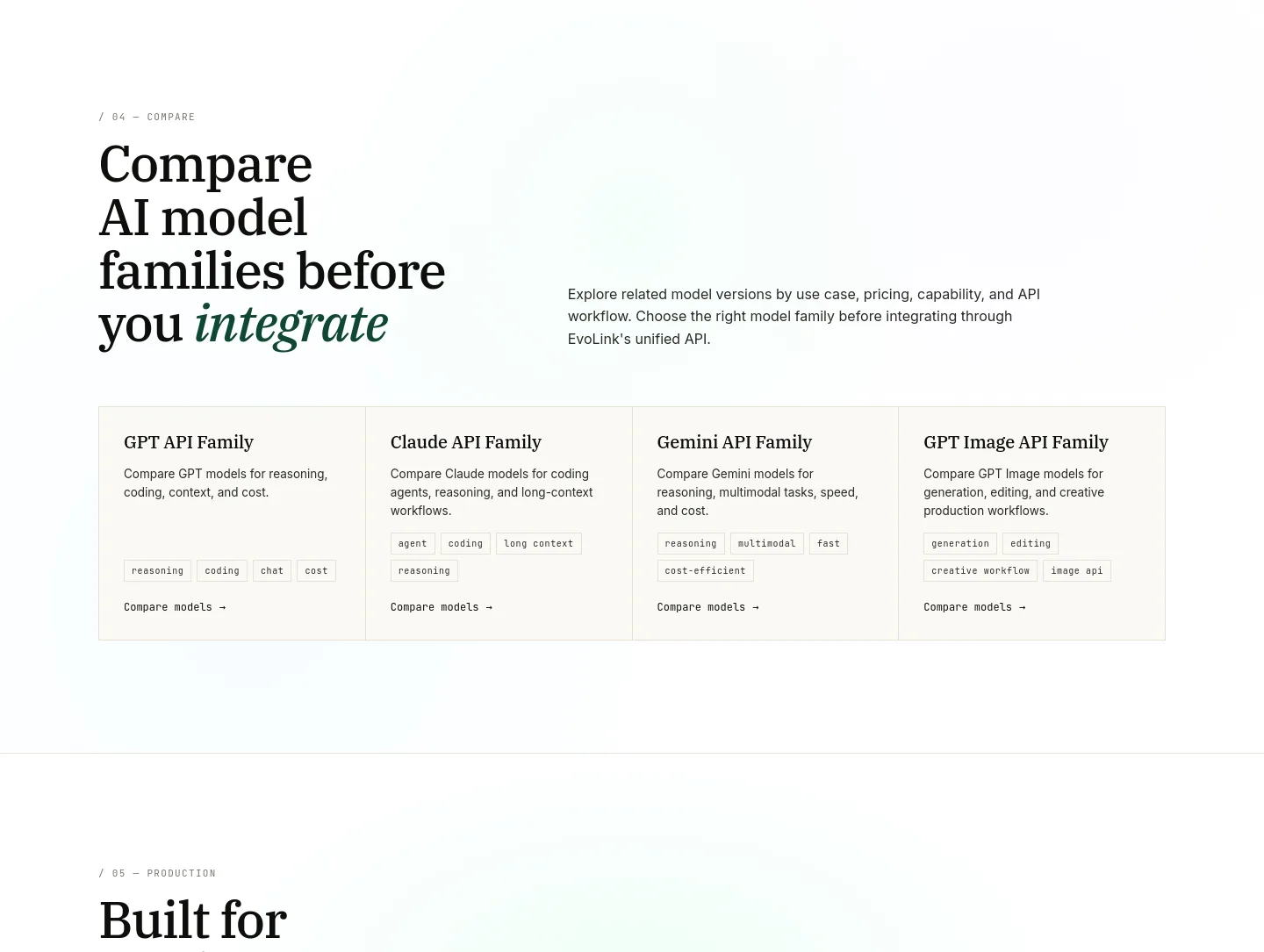 evolink.ai — a real Comparison section