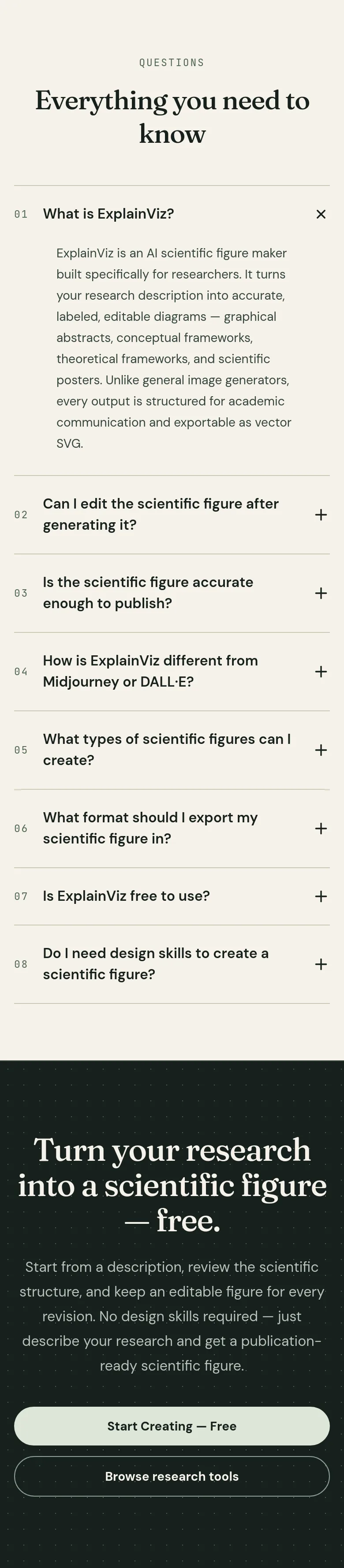 explainviz.com — a real FAQ section
