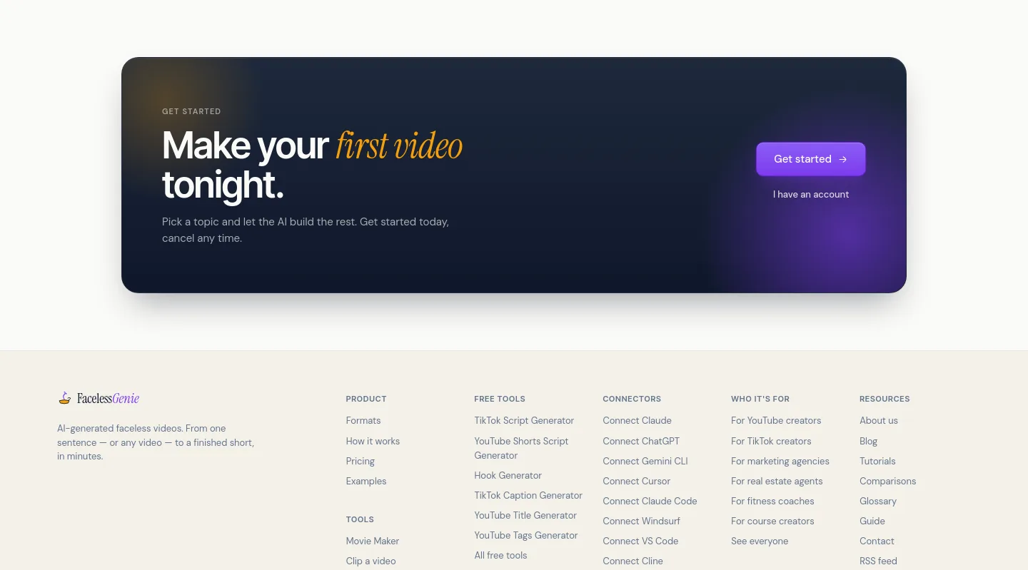 facelessgenie.ai CTA section