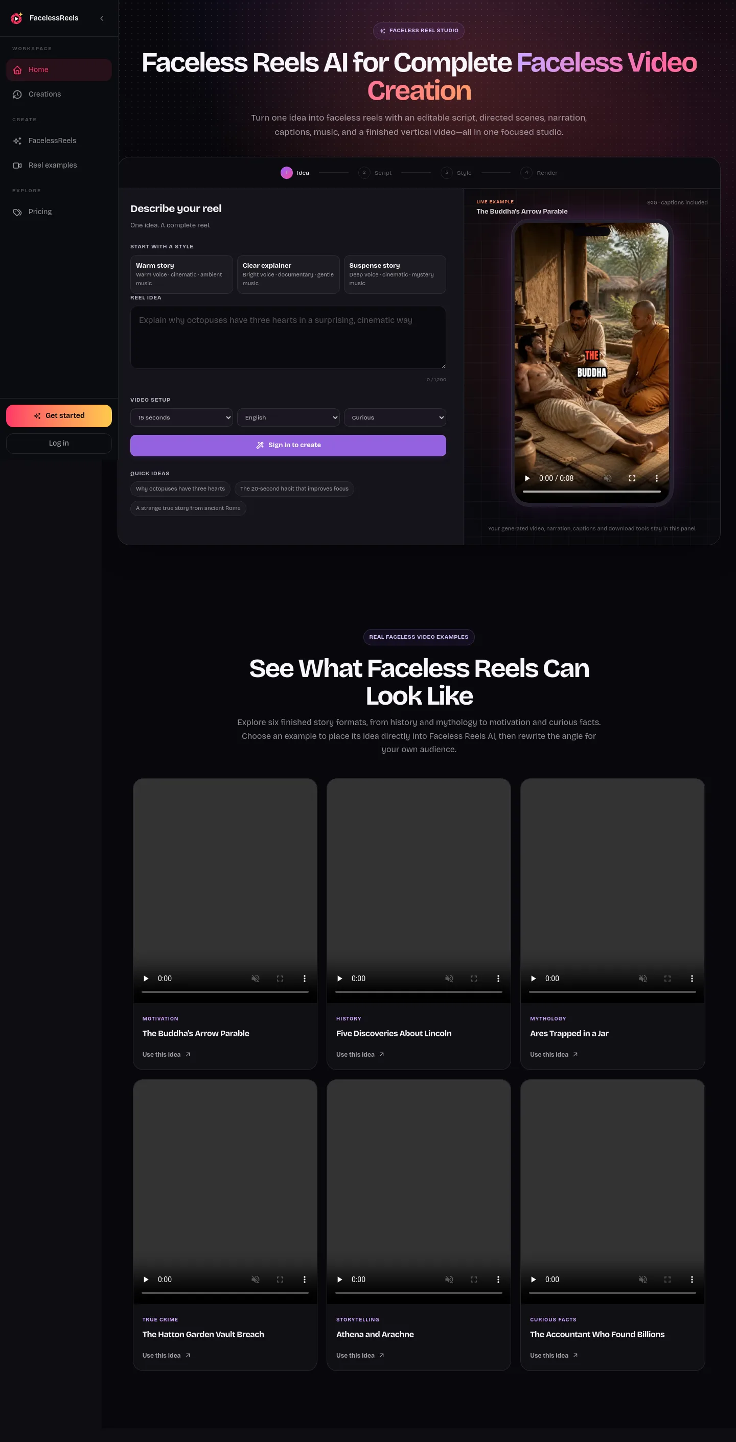 facelessreels-ai.com — Hero