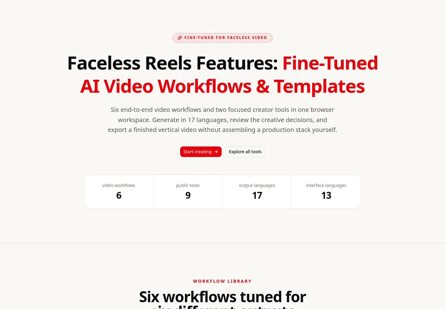 facelessreels.video Hero section