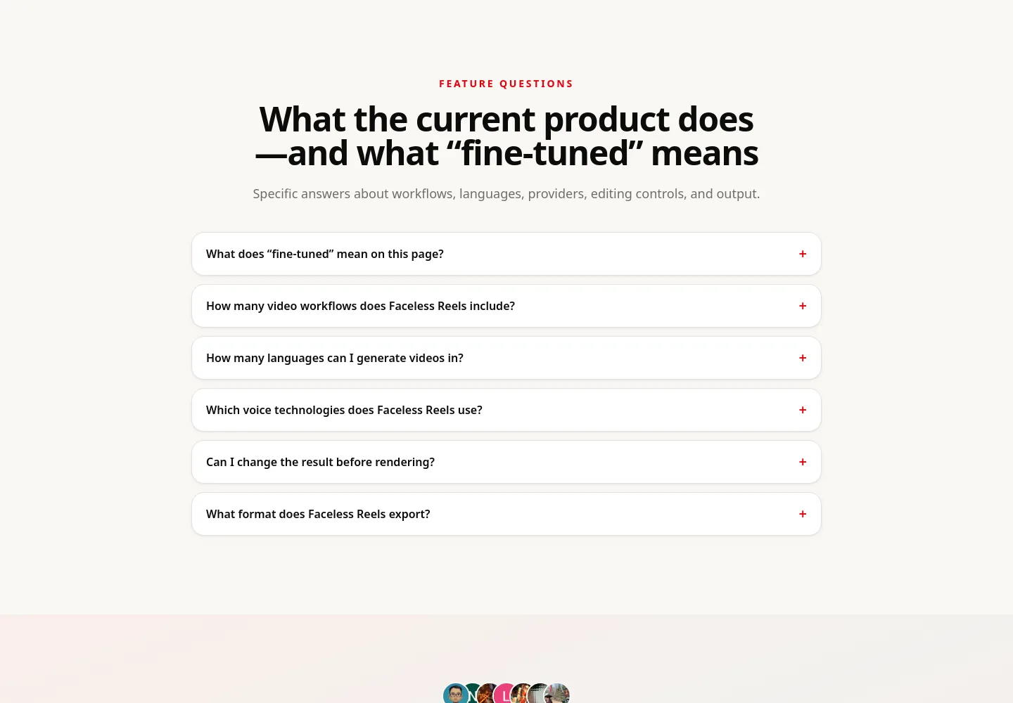 facelessreels.video FAQ section