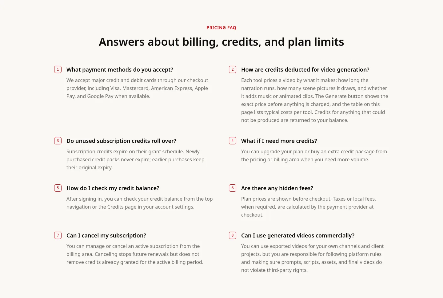 facelessreels.video FAQ section