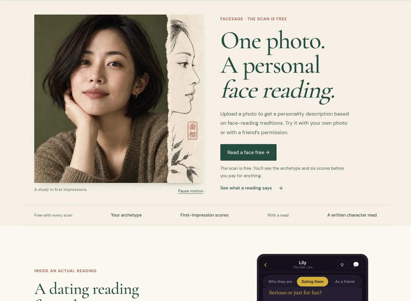 facesage.app Hero section
