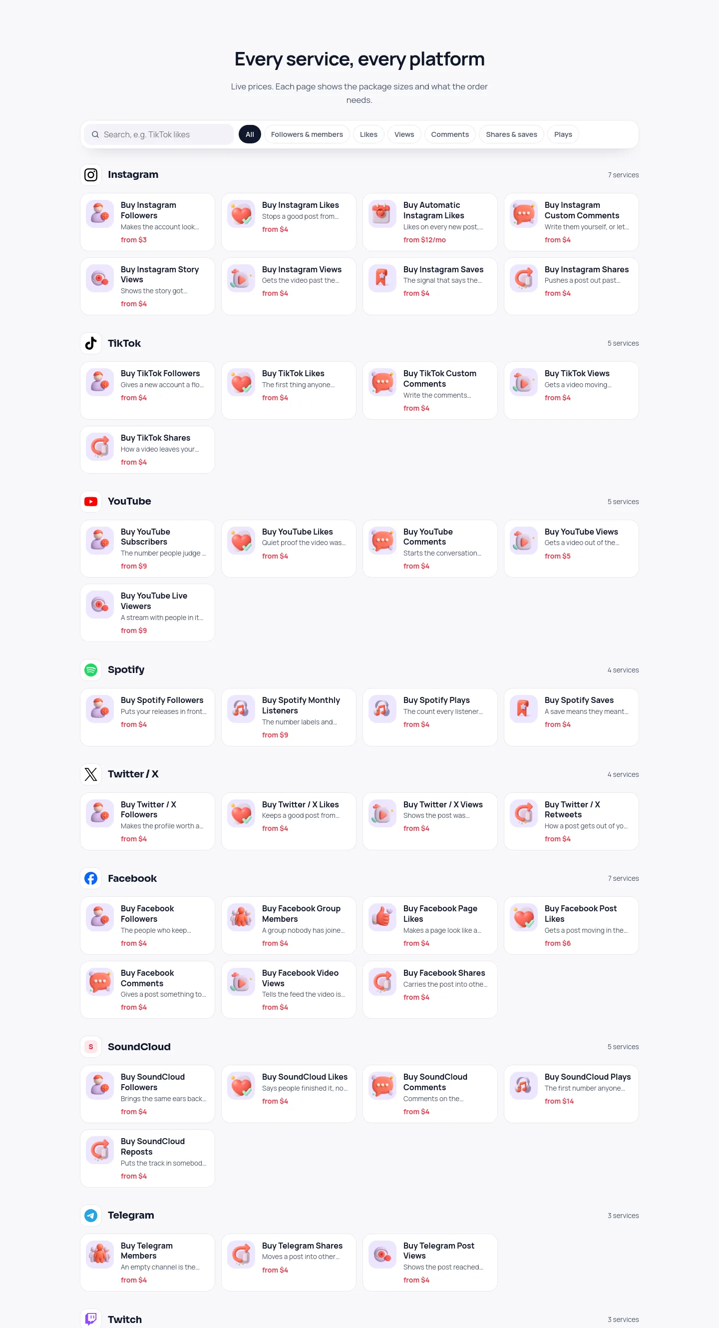 fastsocial.co Pricing section