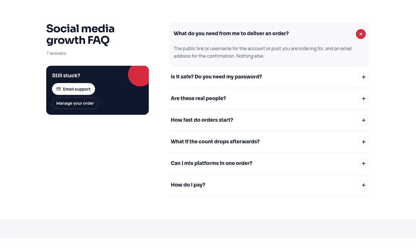 fastsocial.co FAQ section