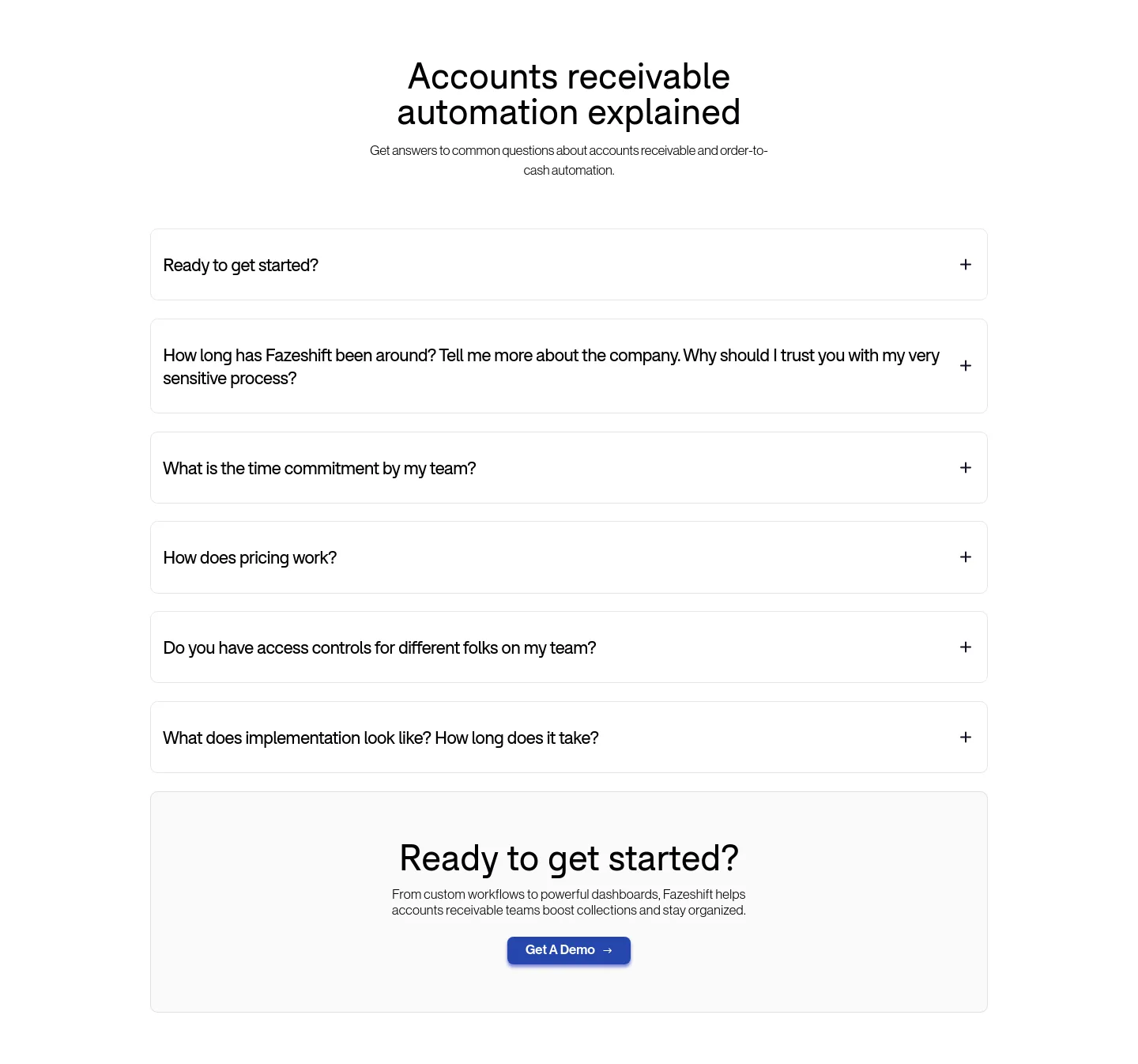 fazeshift.com FAQ section