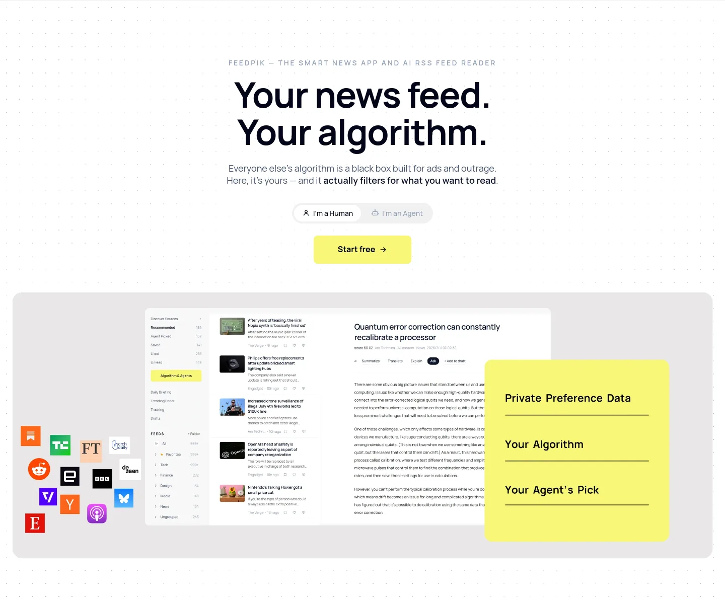 feedpik.com Hero section