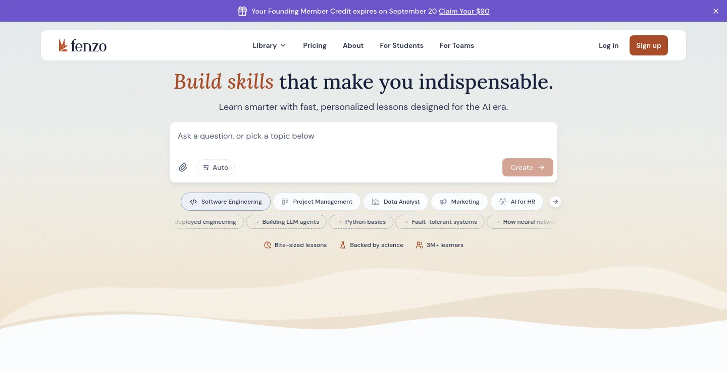 fenzo.ai — a real Hero section