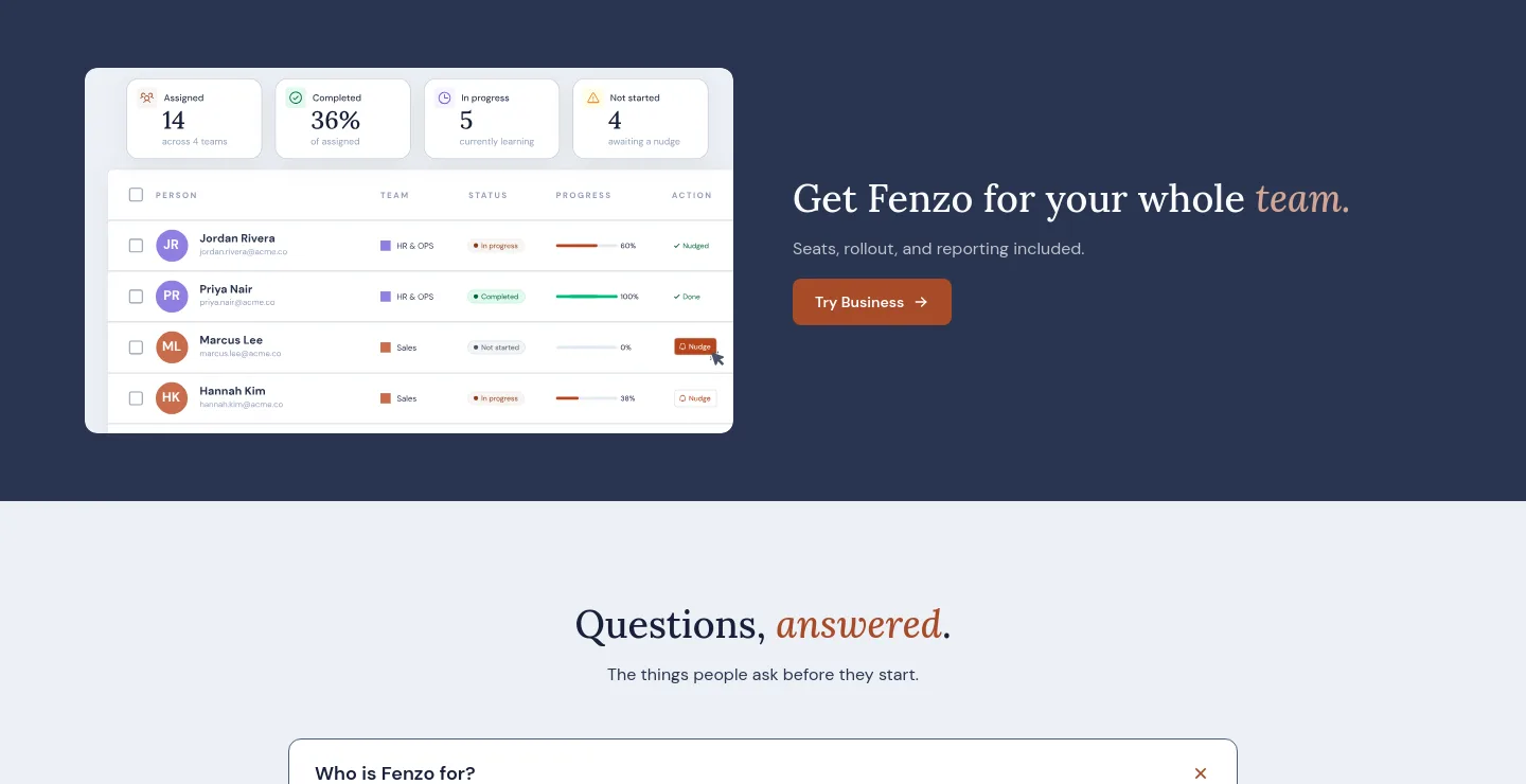fenzo.ai CTA section