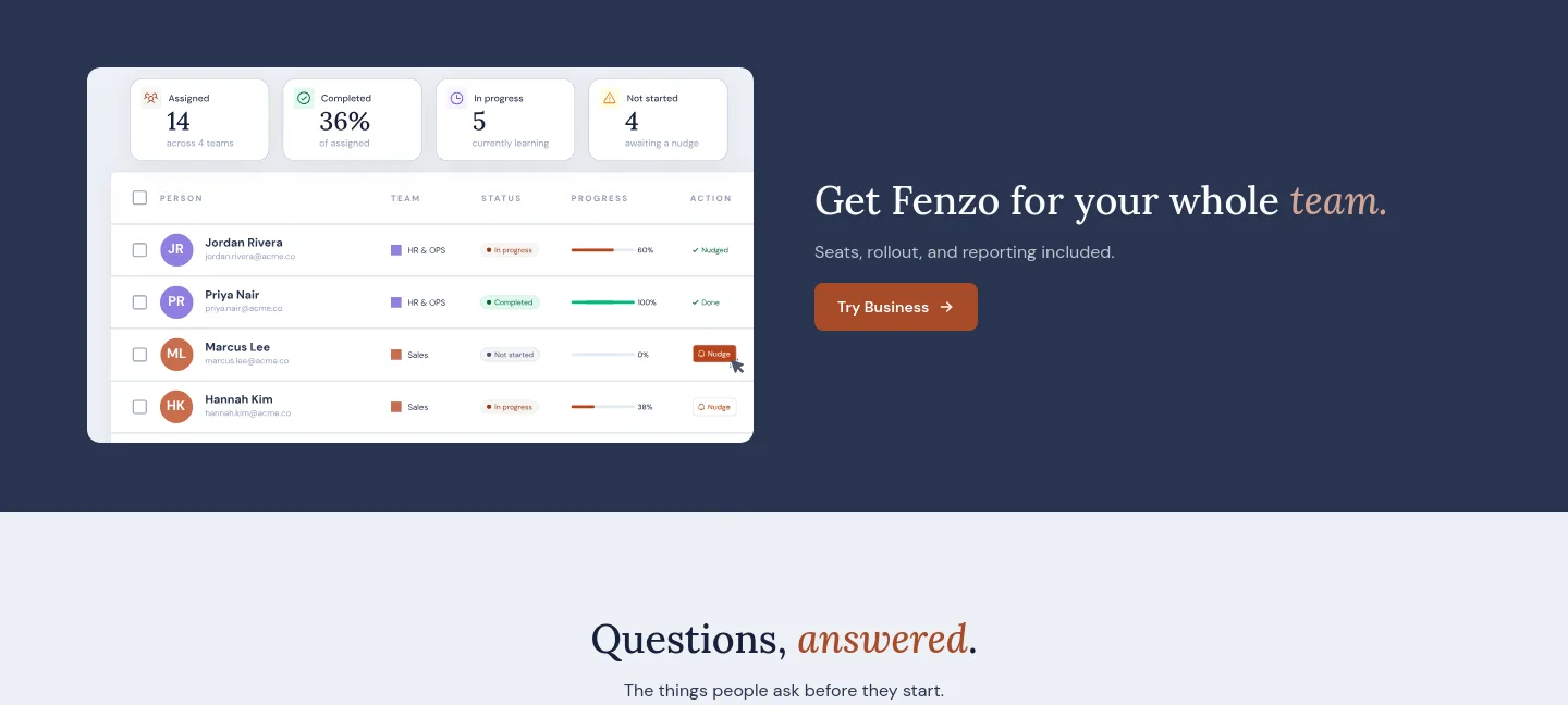 fenzo.ai — a real CTA section