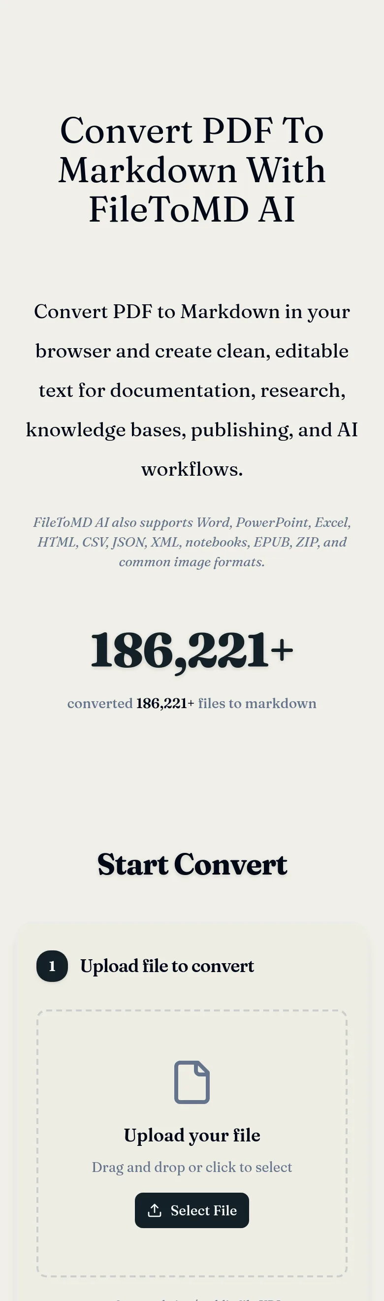 filetomd.ai — a real Hero section