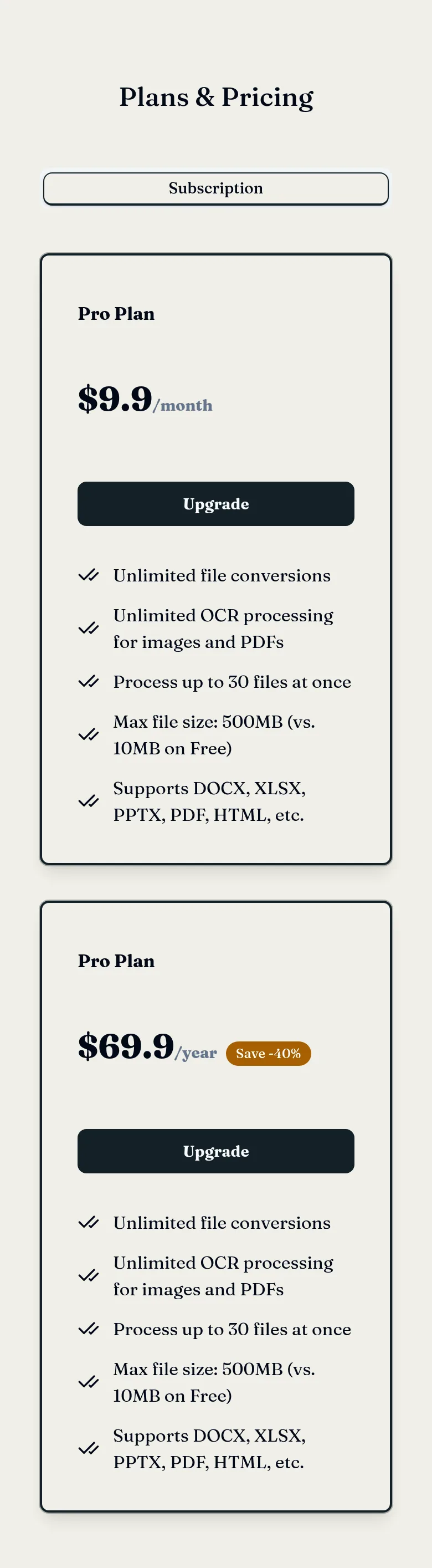filetomd.ai Pricing section