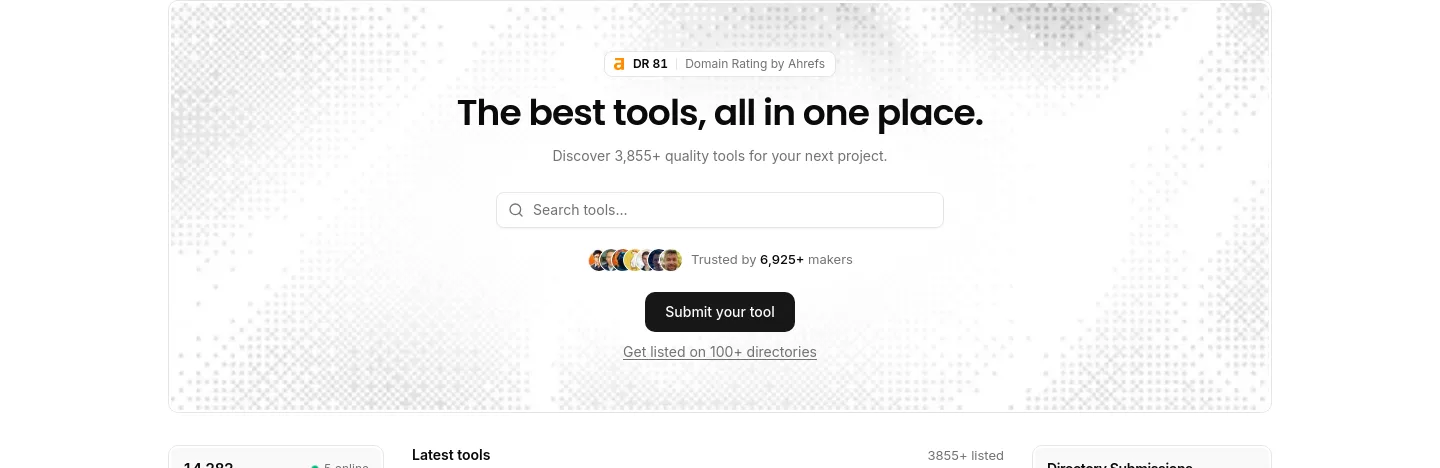 findly.tools — a real Hero section