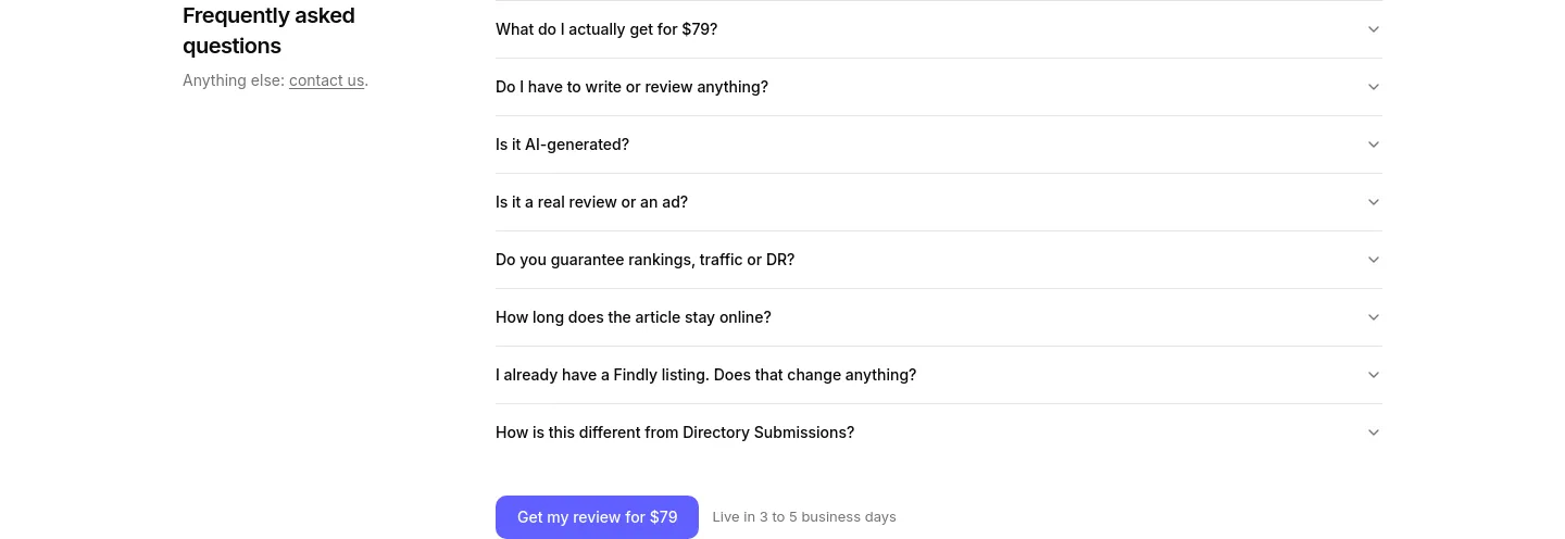 findly.tools FAQ section