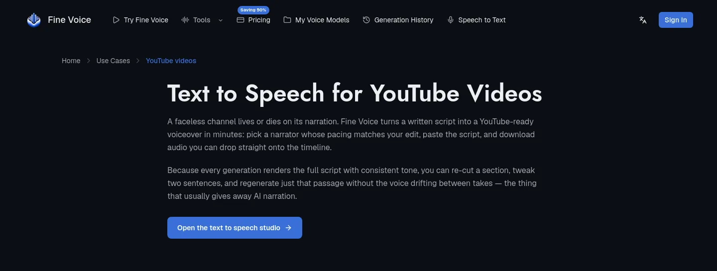 finevoice.org Hero section