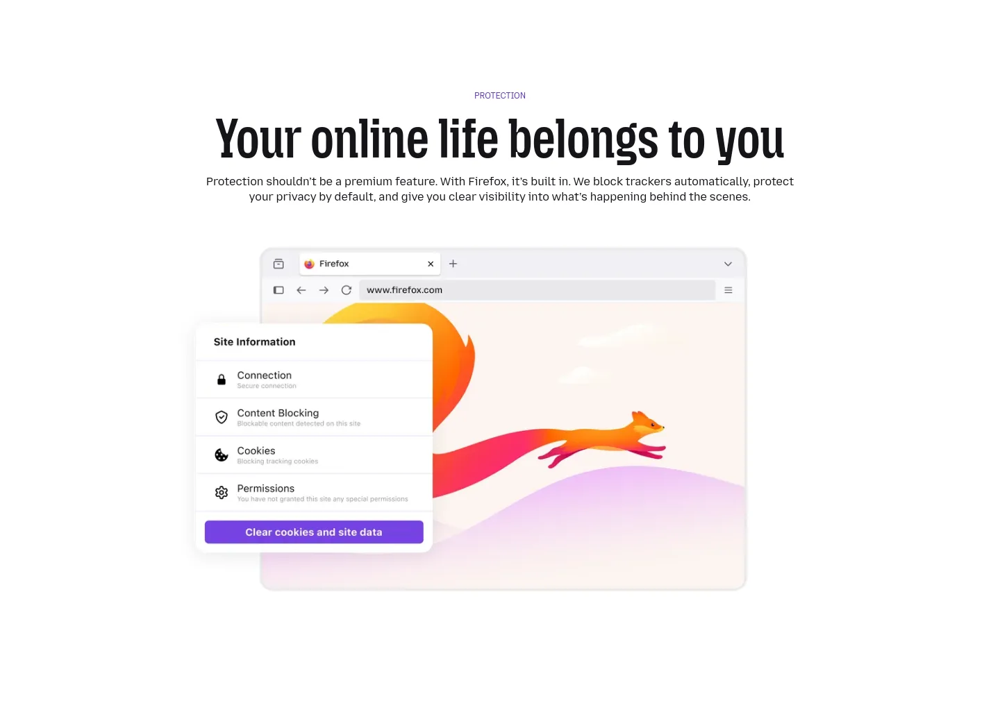 firefox.com — a real Hero section