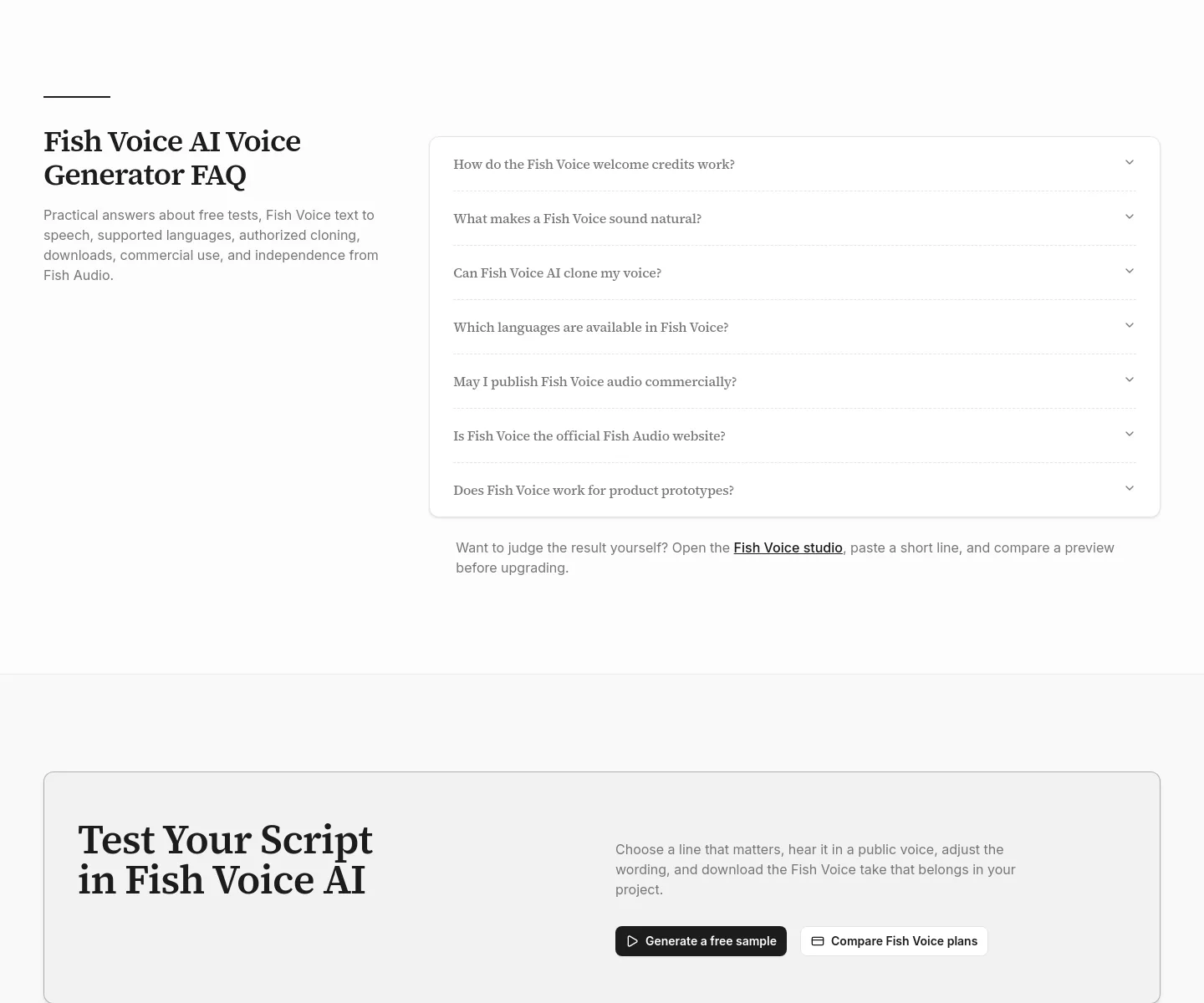 fishvoices.com FAQ section