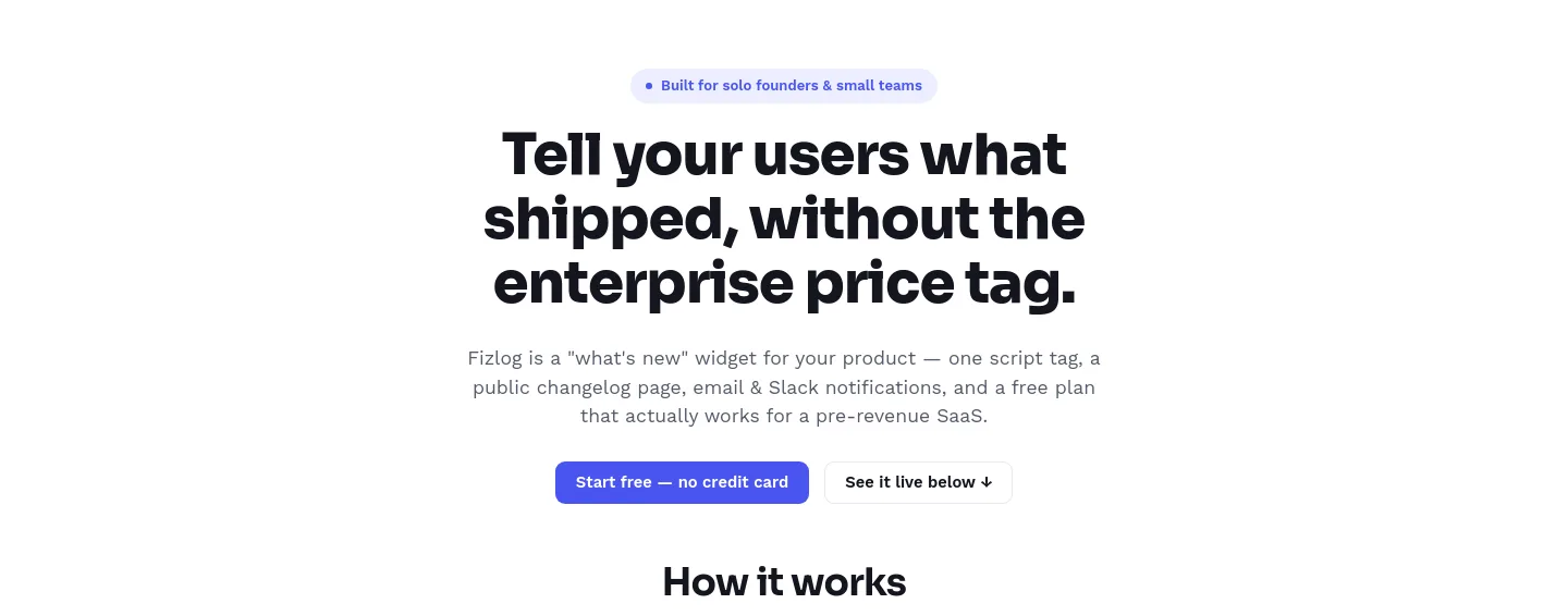 fizlog.com — a real Hero section