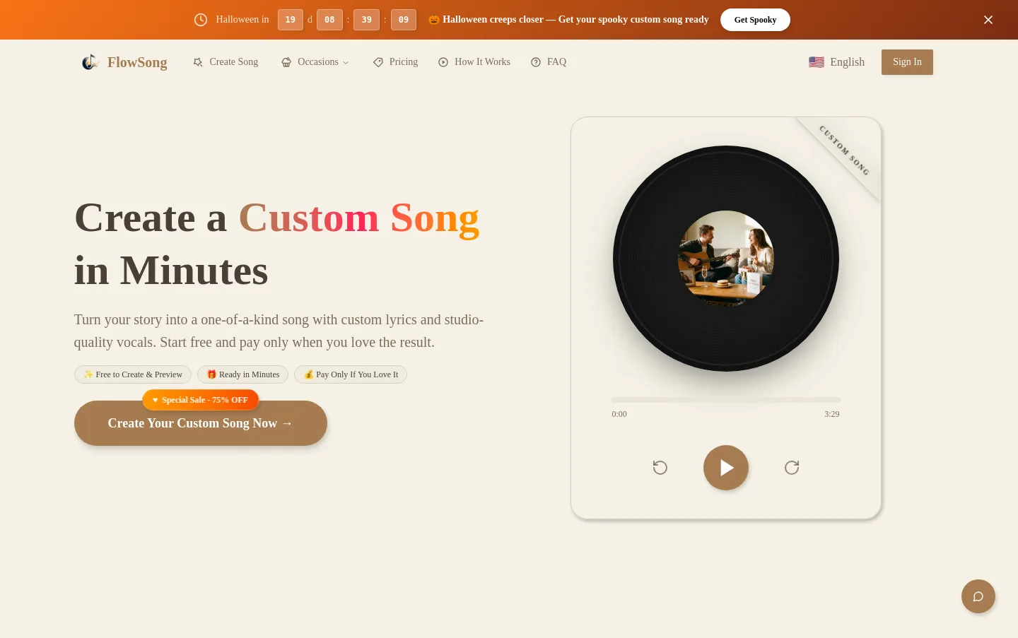 flowsong.app — a real Hero section