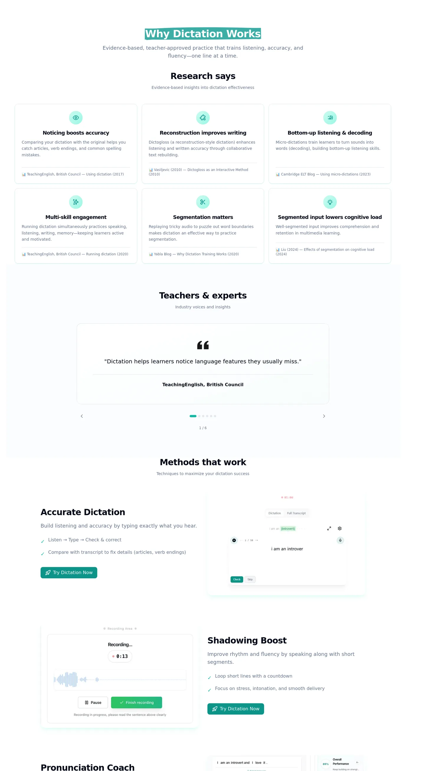 fluentdictation.com Features section