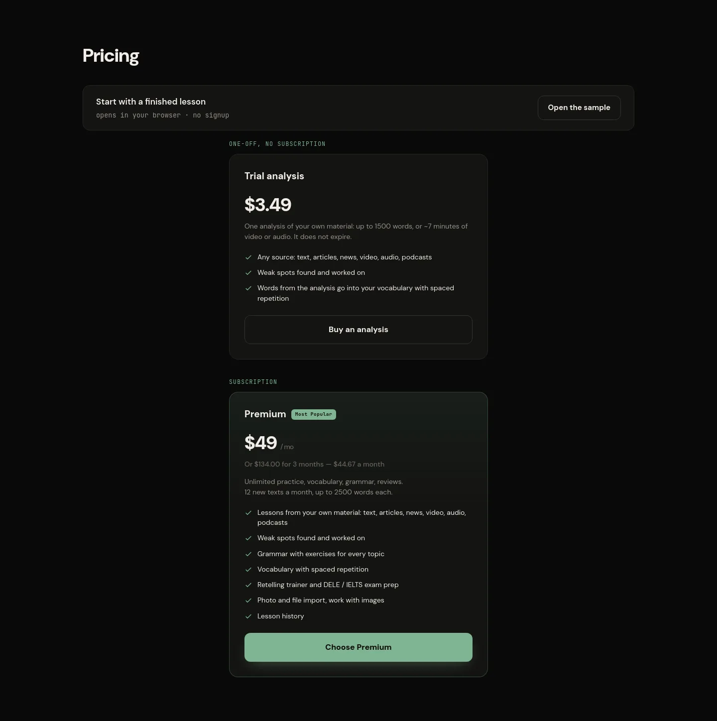 fluenvo.com — a real Pricing section