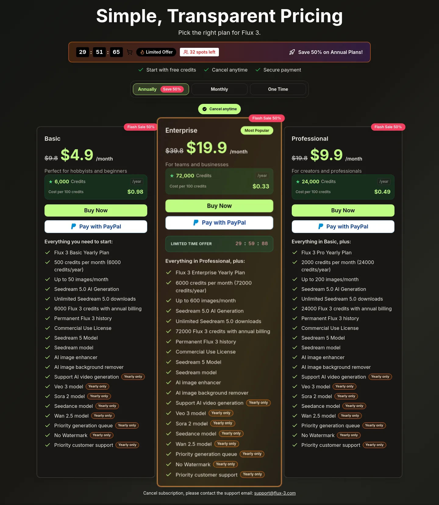 flux-3.com Hero section