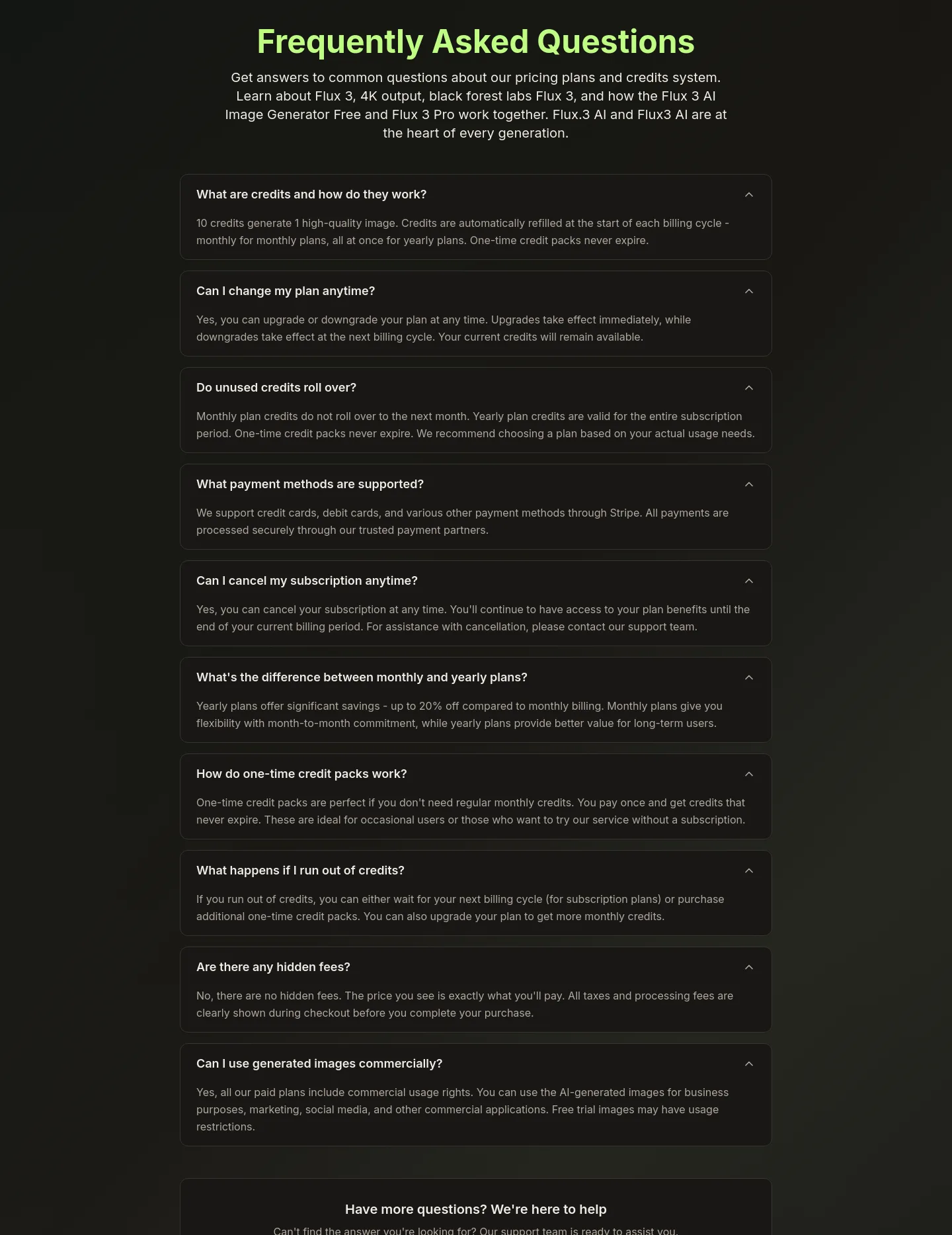 flux-3.com FAQ section