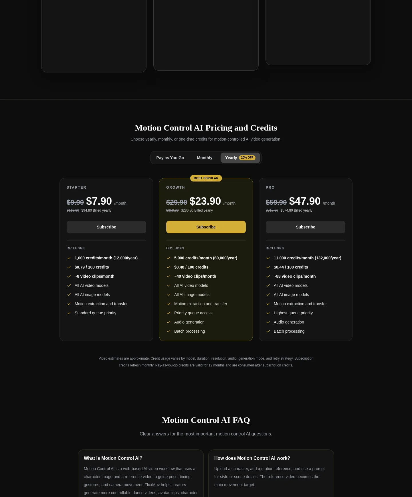 fluxmov.com Pricing section