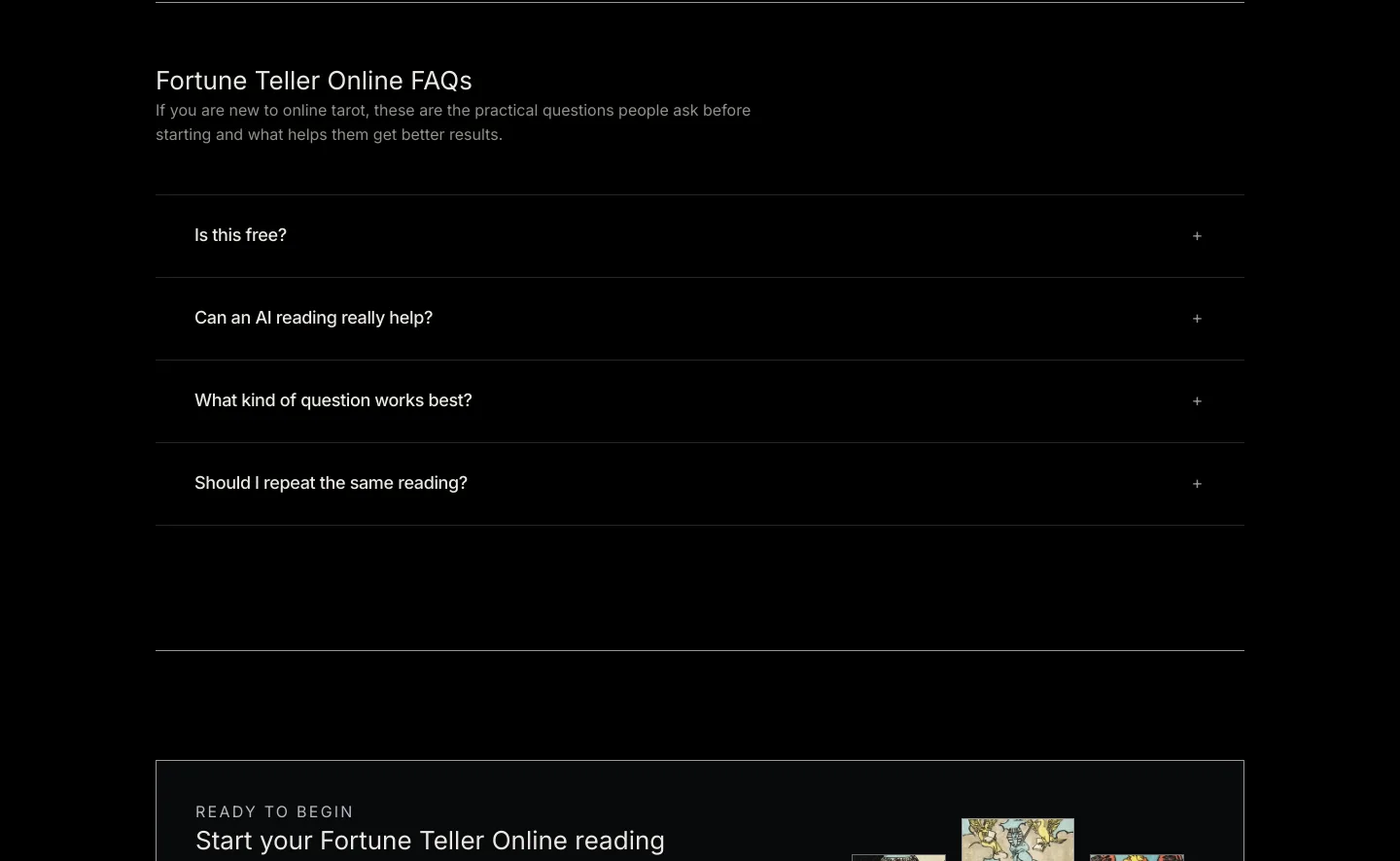 fortunetelleronline.org — a real FAQ section