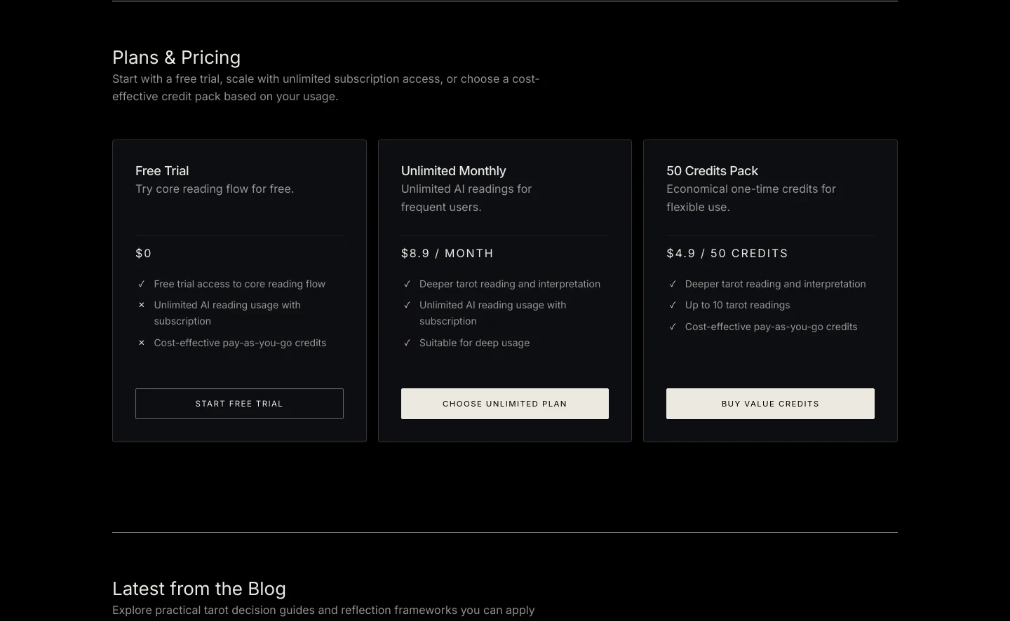 fortunetelleronline.org Pricing section