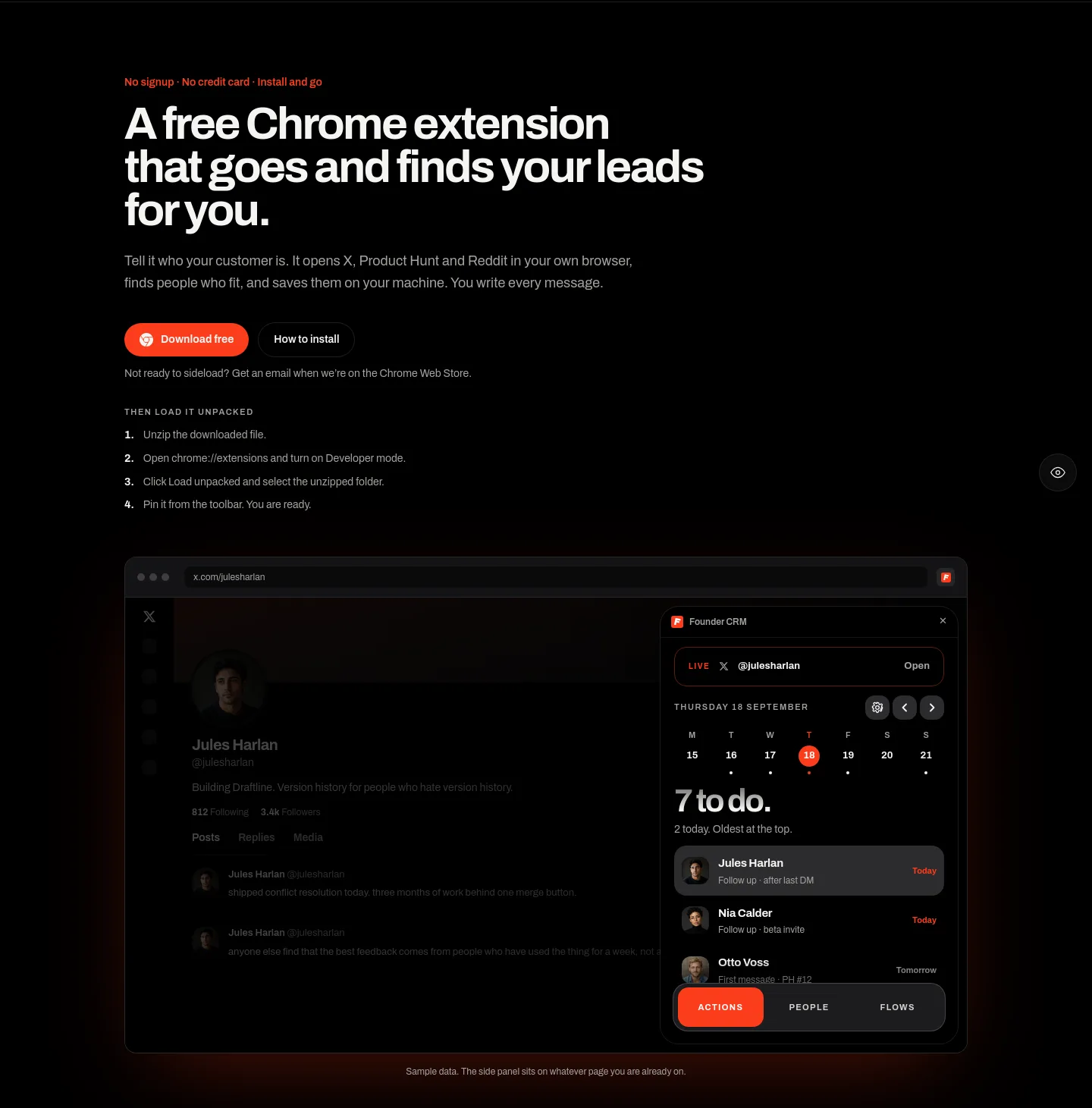 foundercrm.app — a real Hero section
