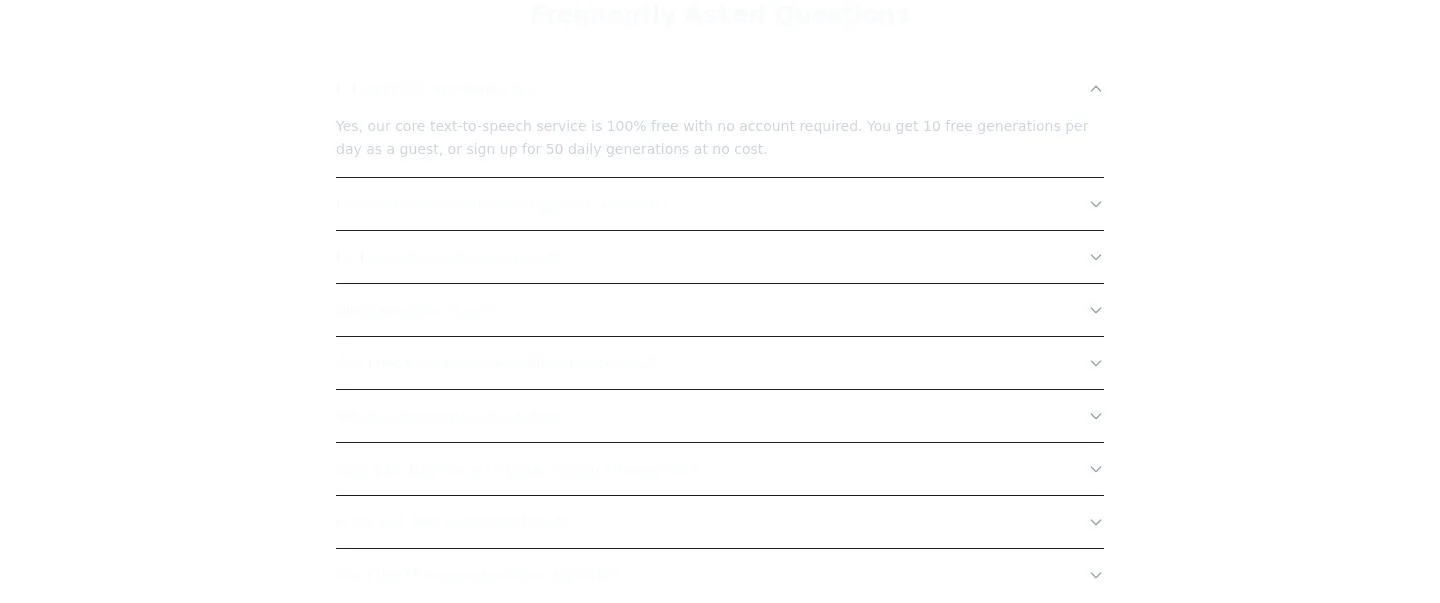 freetts.ai FAQ section