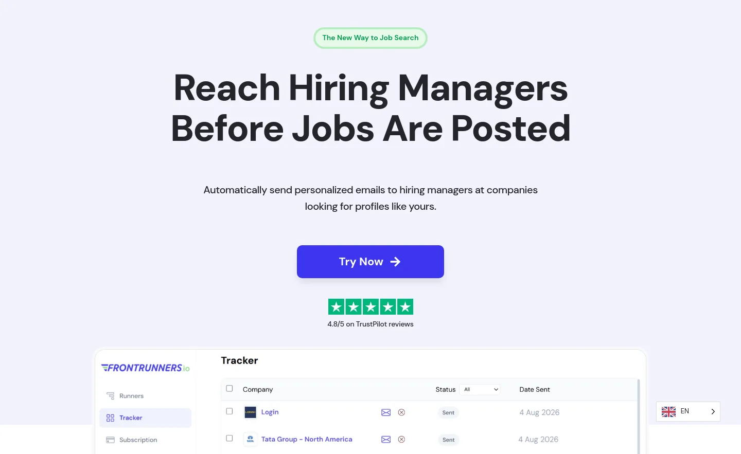frontrunners.io — a real Hero section