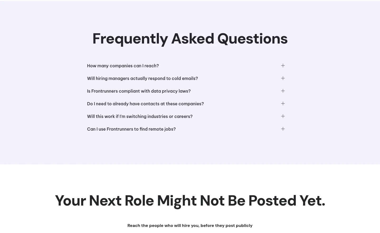 frontrunners.io FAQ section