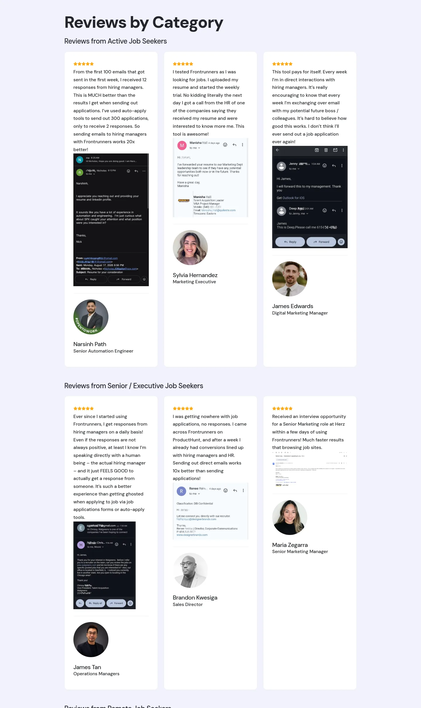 frontrunners.io Features section