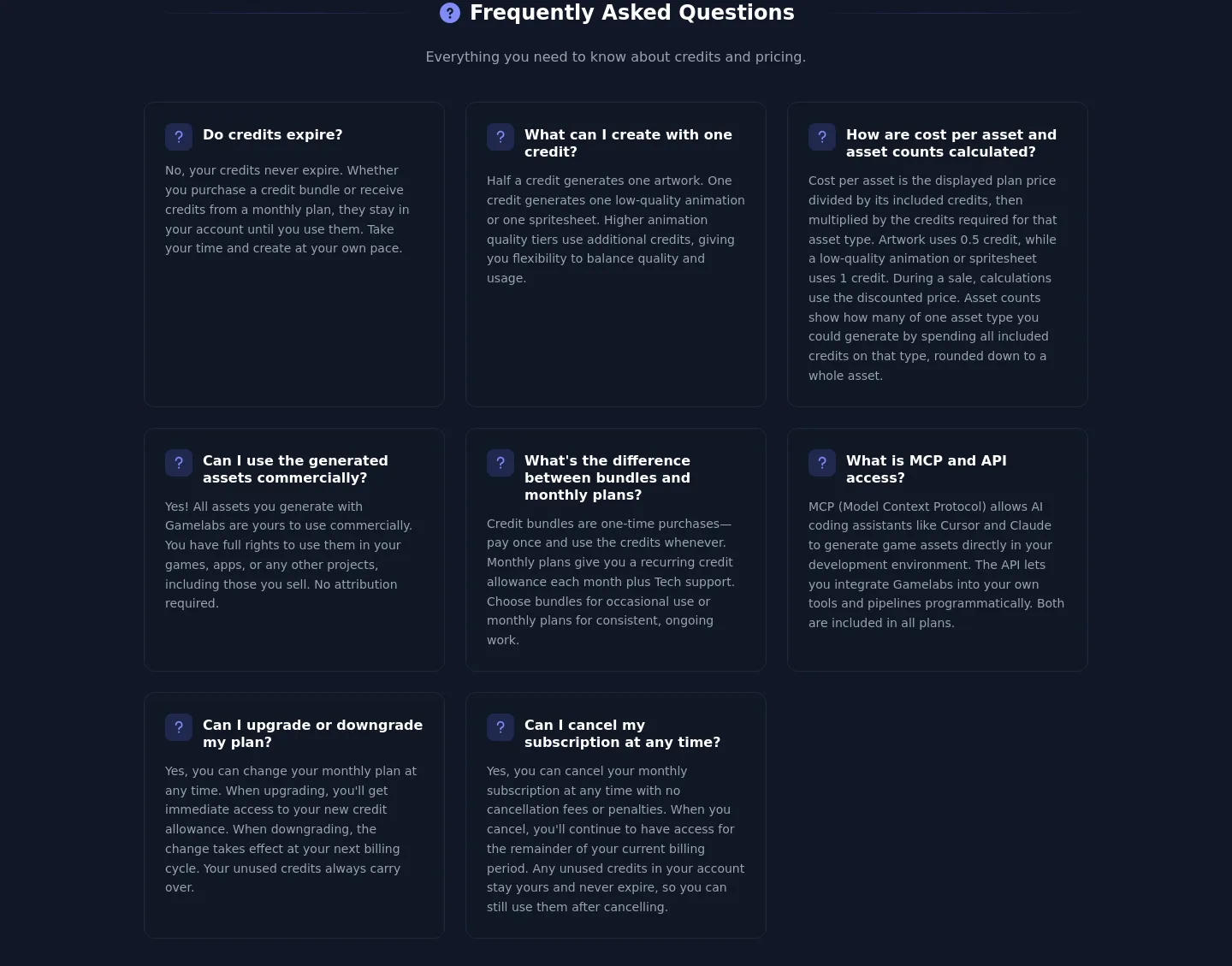 gamelabstudio.co FAQ section