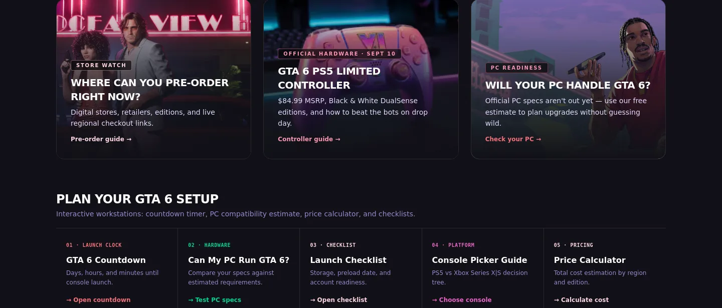 gamevi.one — a real Features section