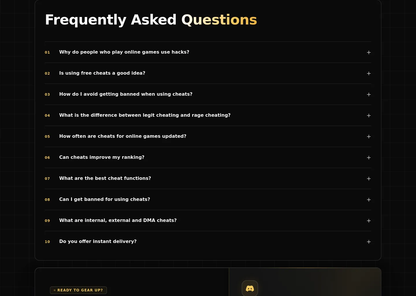 gcscheats.com FAQ section