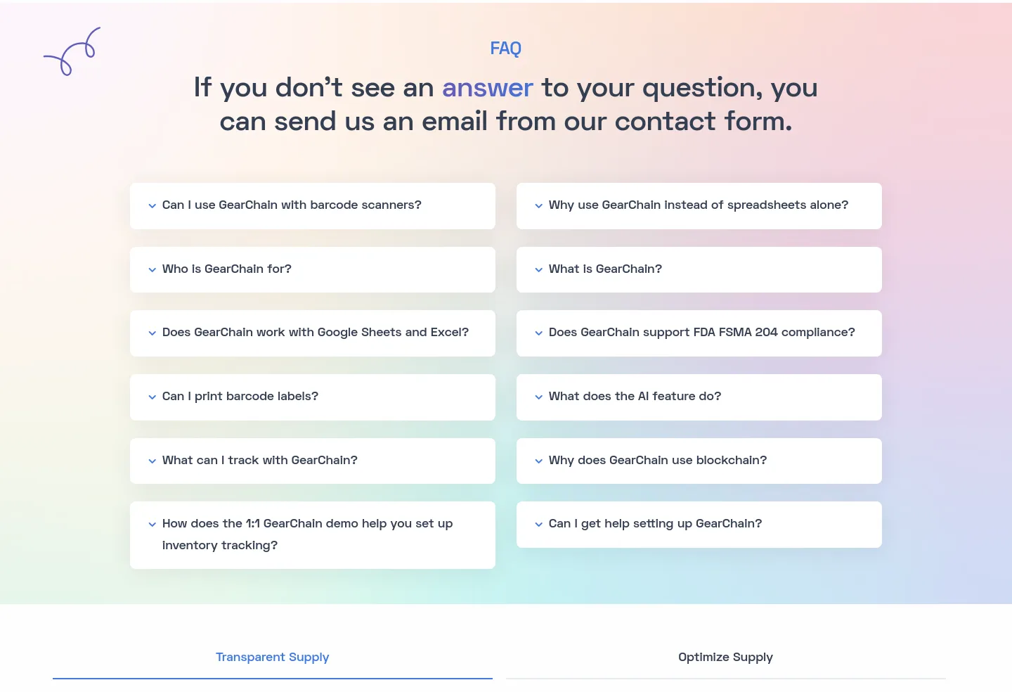 gearchain.io FAQ section