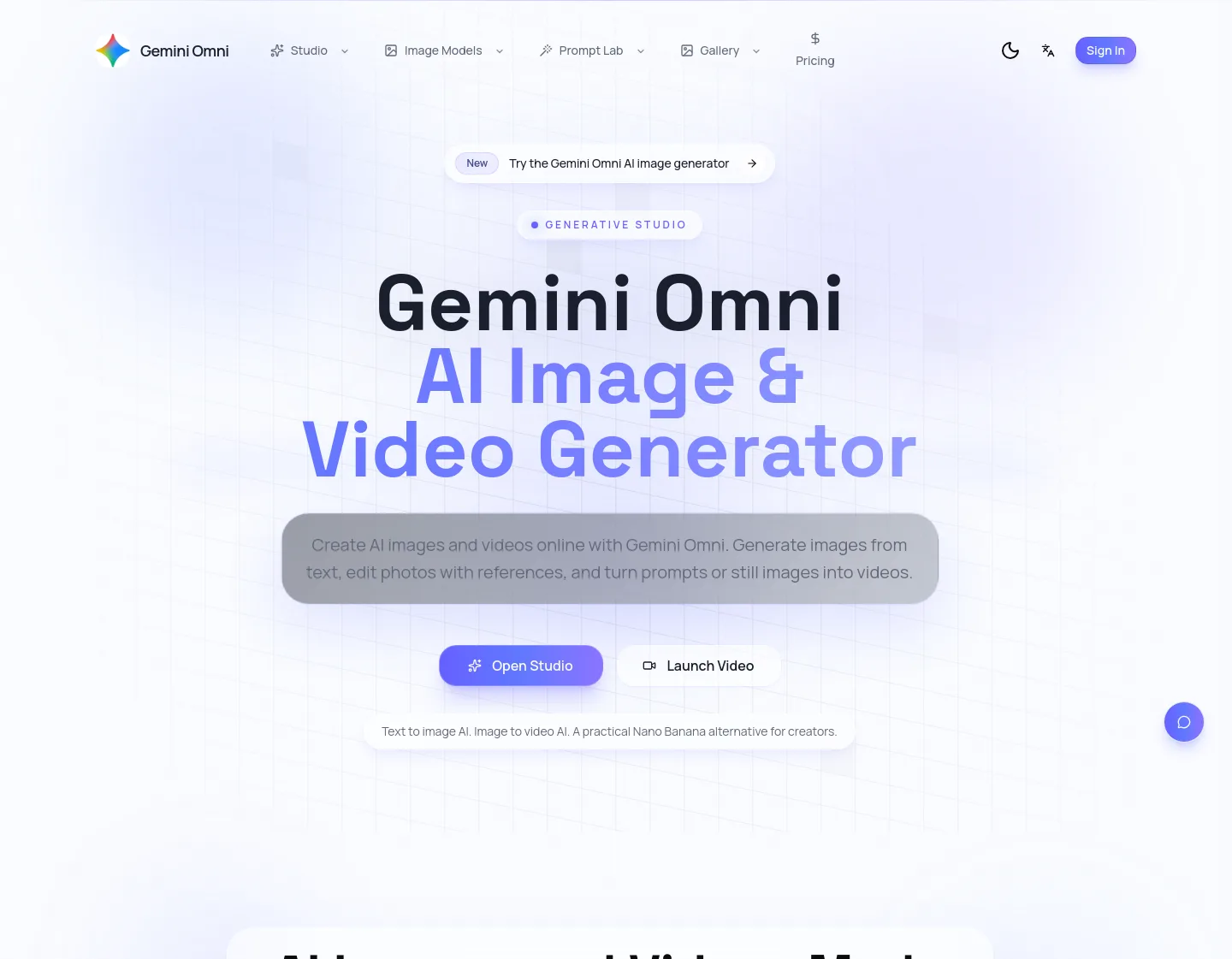 gemini-omin.top — a real Hero section