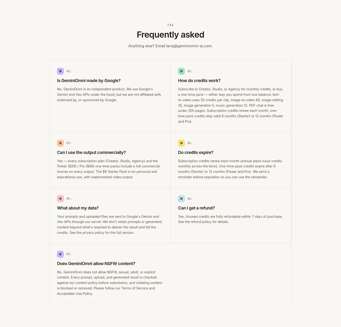geminiomni-ai.com FAQ section