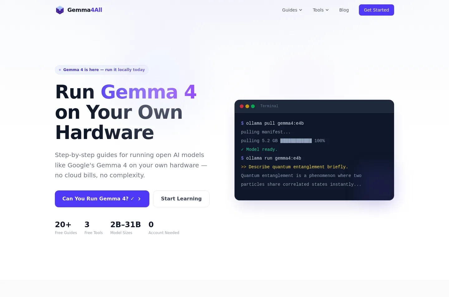 gemma4all.com — a real Hero section