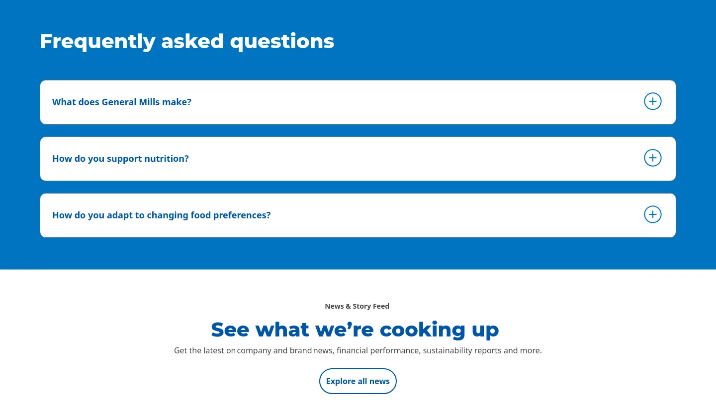 generalmills.com — a real FAQ section