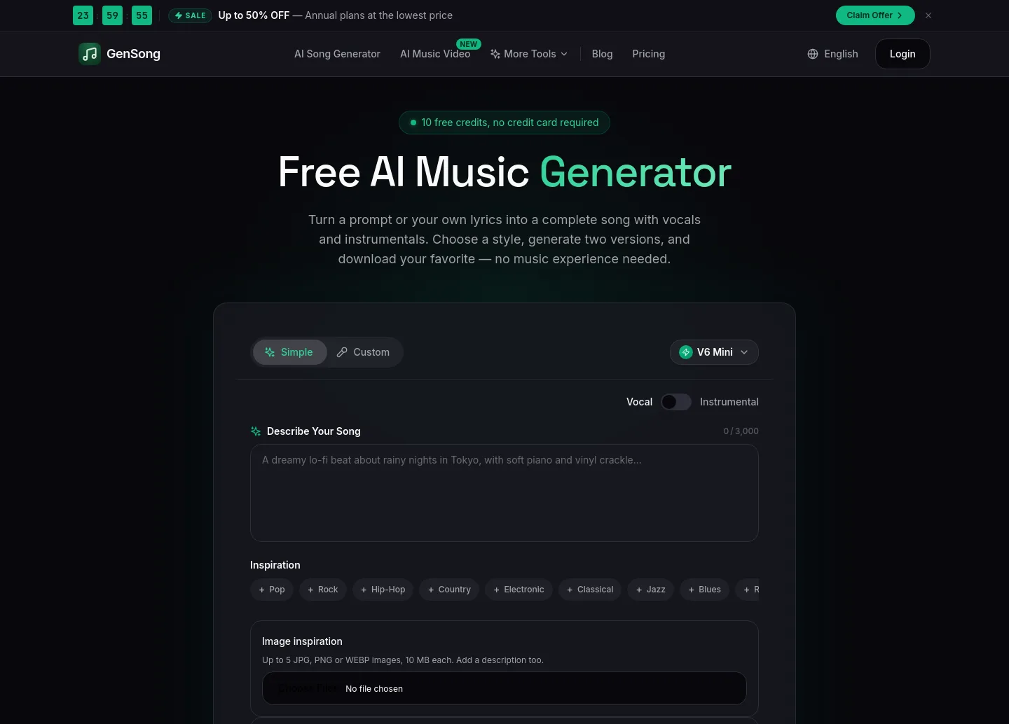 gensong.ai — a measured funnel
