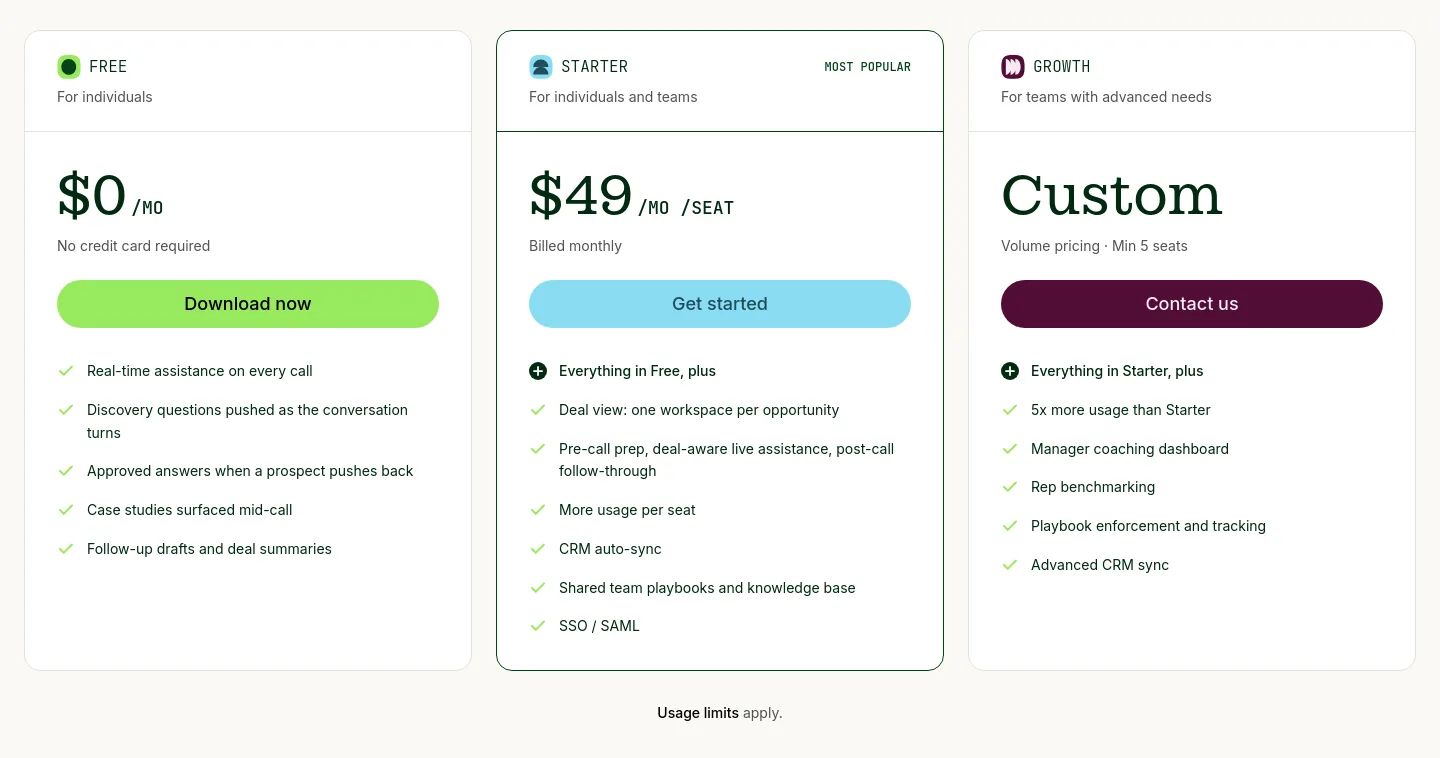 getbackdrop.ai Pricing section