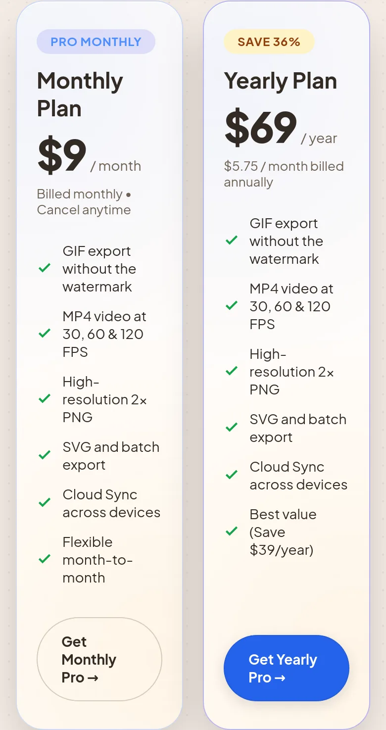 getproductshot.com Pricing section