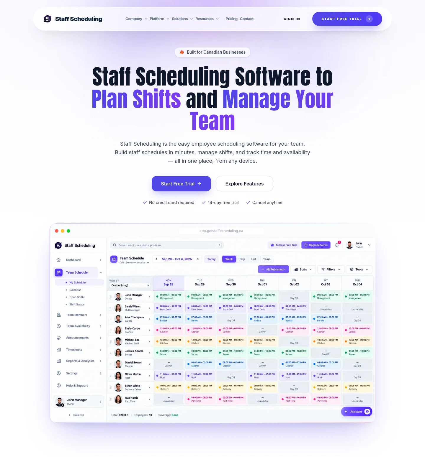 getstaffscheduling.ca Hero section