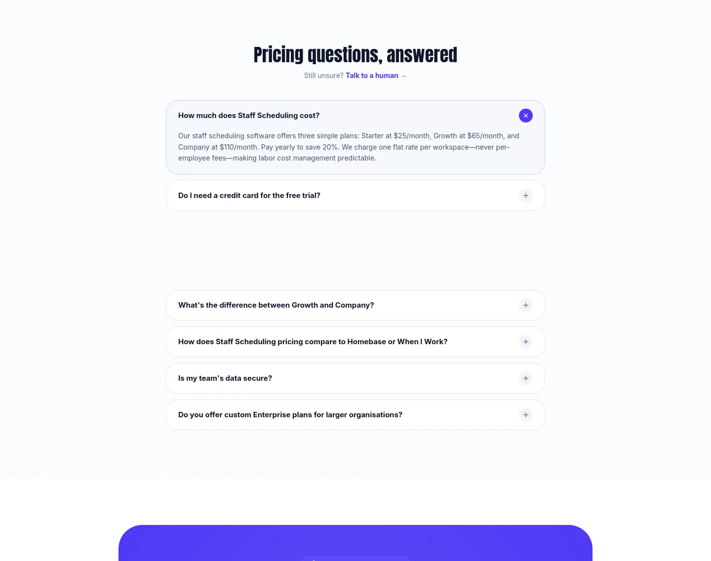 getstaffscheduling.ca FAQ section