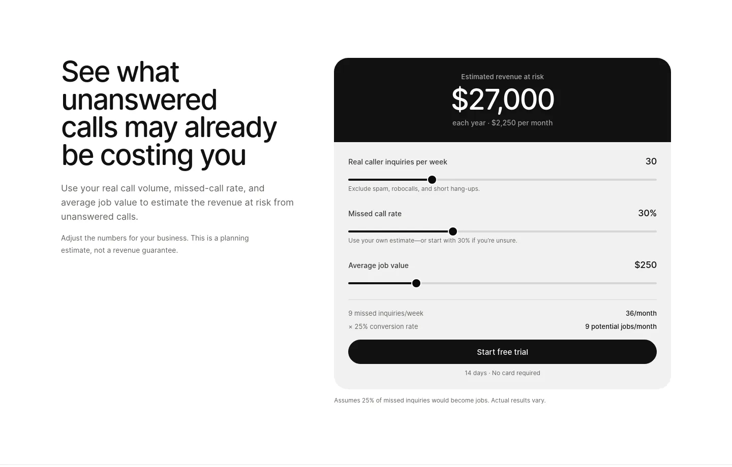 gettinylawn.com Pricing section